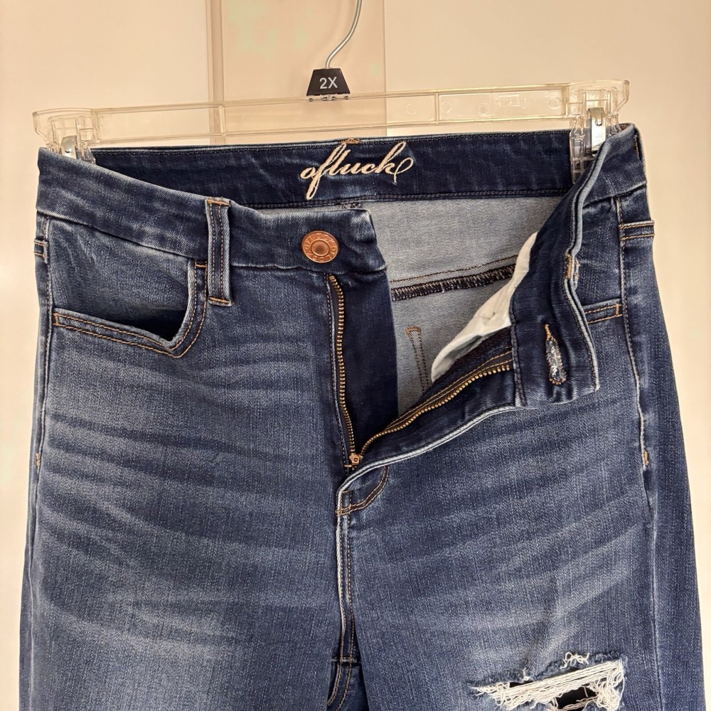 Afluck Women's Distressed Denim Stretch Blue Jeans Women's Size 6 Cotton Blend - Picture 6 of 6